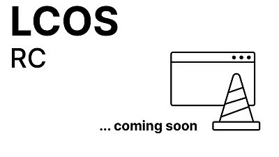 Verhülltes LCOS Release Candidate Logo mit Aufschrift "coming soon"