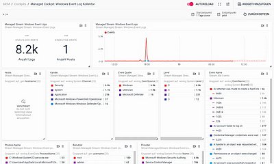 Beispiel Screenshot eines benutzerspezifischen Dashboards von Enginsight