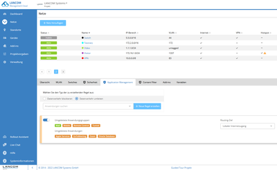 Screenshot des Application Steerings in der LANCOM Management Cloud