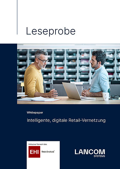 Coverbild der Leseprobe des LANCOM Whitepapers "Intelligente digitale Retail-Vernetzung"