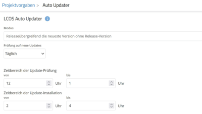 Screenshot: Auto-Update-Funktionen in der LMC
