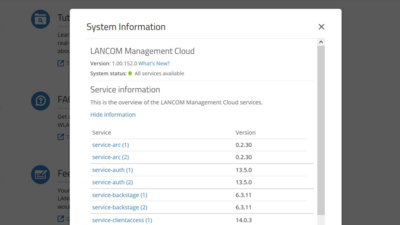 Capture d'écran : Informations système dans le LMC