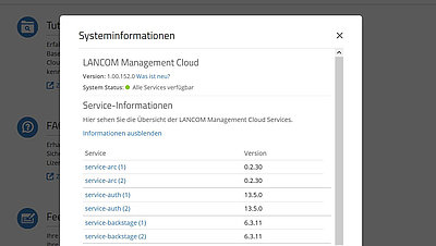 Screenshot: Systeminformationen in der LMC