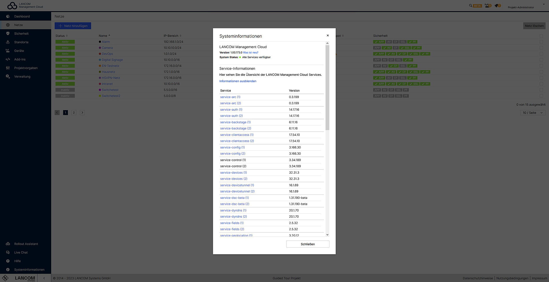 Screenshot: Systeminformationen in der LMC