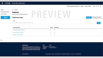 Screenshot des LANcare Portals mit Preview-Kennzeichnung