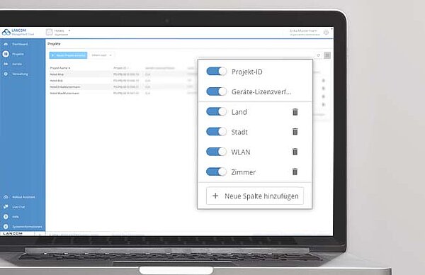 Screenshot der LMC mit Hervorhebung der Projektübersicht