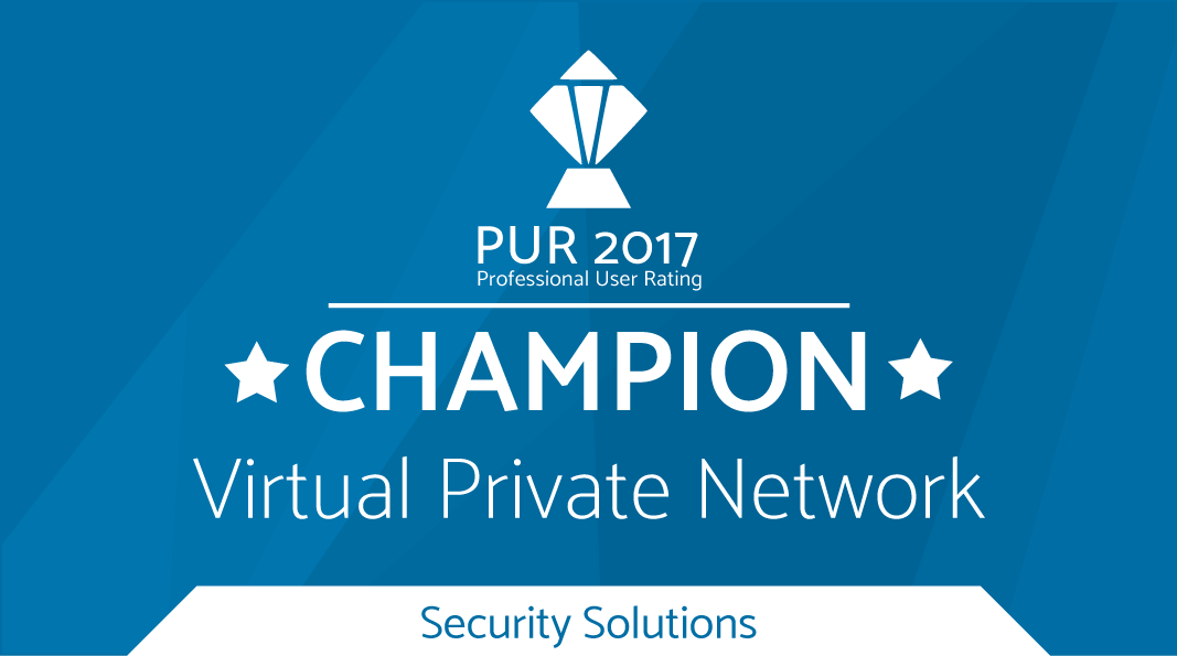 Logo PUR Champion Security Solutions Award 2017 in der Kategorie Virtual Private Network