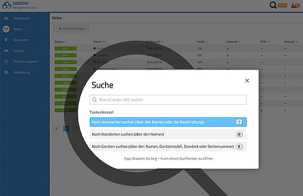 Screenshot der LMC mit Lupen-Icon