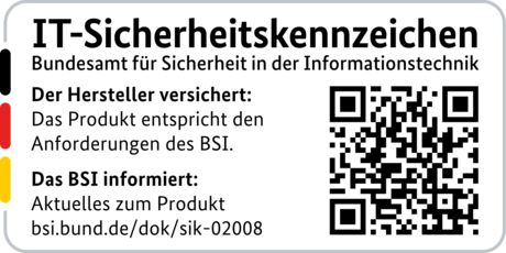 IT-Sicherheitskennzeichen mit QR-Code des BSI für den LANCOM 1781EW+