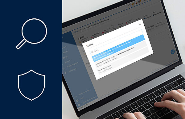 Screenshot der LMC mit Icons einer Lupe und eines Schutzschildes