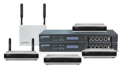 Kollage aus LANCOM Routern, Switches, Gateways und Access Points