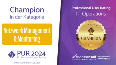 Logo zum PUR-ITO Award 2024 - Champion Auszeichnung für LANCOM in der Kategorie „Netzwerkmanagement und Monitoring“