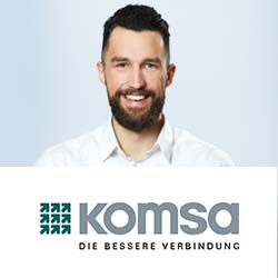 Portrait Lukas Landgraf mit KOMSA Logo