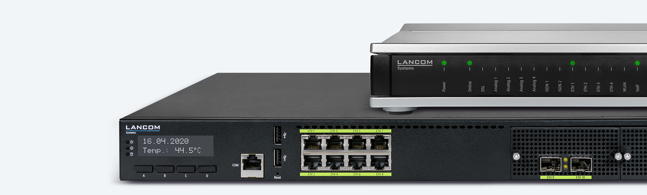 Kollagenbanner von LANCOM Routern und SD-WAN Produkten