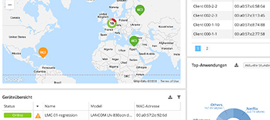 Screenshot von LANCOM Management Cloud WLAN-Anomalieerkennung auf Landkarte
